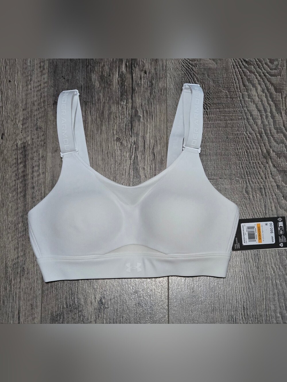 Under Armour White Supportive Padded Sports Bra with Adjustable Straps